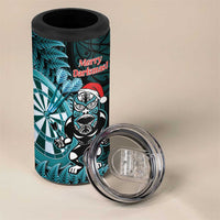 Personalised New Zealand Darts Christmas 4 in 1 Can Cooler Tumbler Maori Fern Merry Dartsmas - Polynesian Pride