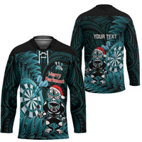 Personalised New Zealand Darts Christmas Hockey Jersey Maori Fern Merry Dartsmas - Polynesian Pride