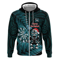 Personalised New Zealand Darts Christmas Hoodie Maori Fern Merry Dartsmas - Polynesian Pride