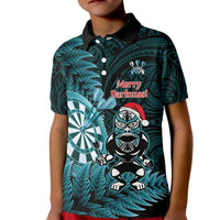 Personalised New Zealand Darts Christmas Kid Polo Shirt Maori Fern Merry Dartsmas - Polynesian Pride