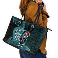 New Zealand Darts Christmas Leather Tote Bag Maori Fern Merry Dartsmas - Polynesian Pride