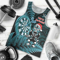 Personalised New Zealand Darts Christmas Men Tank Top Maori Fern Merry Dartsmas - Polynesian Pride