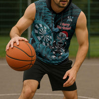 Personalised New Zealand Darts Christmas Sleeveless Hoodie Maori Fern Merry Dartsmas - Polynesian Pride