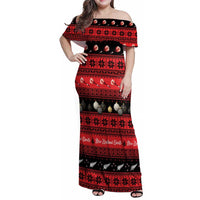 New Zealand Darts Christmas Family Matching Off Shoulder Maxi Dress and Hawaiian Shirt Merry Xmas Aotearoa Maori Red - Polynesian Pride