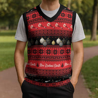 New Zealand Darts Christmas Knitted V-Neck Vest Merry Xmas Aotearoa Maori Red - Polynesian Pride
