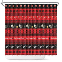 New Zealand Darts Christmas Shower Curtain Merry Xmas Aotearoa Maori Red - Polynesian Pride