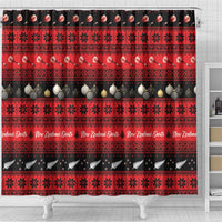 New Zealand Darts Christmas Shower Curtain Merry Xmas Aotearoa Maori Red - Polynesian Pride