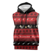 New Zealand Darts Christmas Sleeveless Hoodie Merry Xmas Aotearoa Maori Red - Polynesian Pride