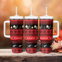 New Zealand Darts Christmas Tumbler With Handle Merry Xmas Aotearoa Maori Red - Polynesian Pride