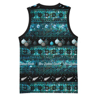New Zealand Darts Christmas Basketball Jersey Merry Xmas Aotearoa Maori Paua Shell - Polynesian Pride