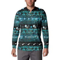 New Zealand Darts Christmas Button Sweatshirt Merry Xmas Aotearoa Maori Paua Shell - Polynesian Pride