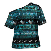 New Zealand Darts Christmas Cross Shoulder Shirt Merry Xmas Aotearoa Maori Paua Shell - Polynesian Pride
