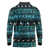 New Zealand Darts Christmas Long Sleeve Polo Shirt Merry Xmas Aotearoa Maori Paua Shell - Polynesian Pride