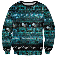 New Zealand Darts Christmas Sweatshirt Merry Xmas Aotearoa Maori Paua Shell - Polynesian Pride