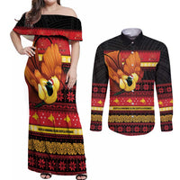 Papua New Guinea Christmas Couples Matching Off Shoulder Maxi Dress and Long Sleeve Button Shirt Bikpela hamamas blong dispela Krismas - Polynesian Pride