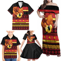 Papua New Guinea Christmas Family Matching Off Shoulder Maxi Dress and Hawaiian Shirt Bikpela hamamas blong dispela Krismas - Polynesian Pride