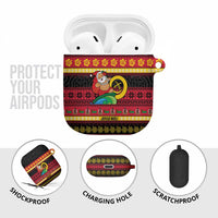Vanuatu Christmas AirPods Case Joyeux Noel Surfing Santa With Boar Tusk - Polynesian Pride