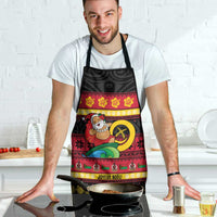 Vanuatu Christmas Apron Joyeux Noel Surfing Santa With Boar Tusk - Polynesian Pride