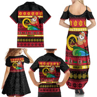 Vanuatu Christmas Family Matching Summer Maxi Dress and Hawaiian Shirt Joyeux Noel Surfing Santa With Boar Tusk - Polynesian Pride