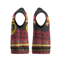 Vanuatu Christmas Knitted V-Neck Vest Joyeux Noel Surfing Santa With Boar Tusk - Polynesian Pride