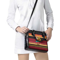 Vanuatu Christmas Shoulder Handbag Joyeux Noel Surfing Santa With Boar Tusk - Polynesian Pride