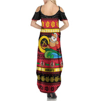 Vanuatu Christmas Summer Maxi Dress Joyeux Noel Surfing Santa With Boar Tusk - Polynesian Pride