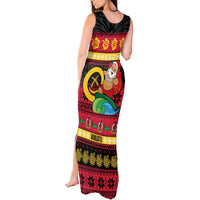 Vanuatu Christmas Tank Maxi Dress Joyeux Noel Surfing Santa With Boar Tusk - Polynesian Pride