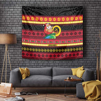 Vanuatu Christmas Tapestry Joyeux Noel Surfing Santa With Boar Tusk - Polynesian Pride