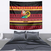 Vanuatu Christmas Tapestry Joyeux Noel Surfing Santa With Boar Tusk - Polynesian Pride