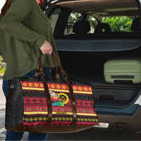 Vanuatu Christmas Travel Bag Joyeux Noel Surfing Santa With Boar Tusk - Polynesian Pride