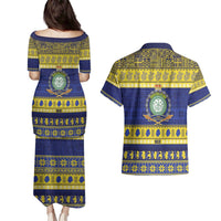 Niue Christmas Couples Matching Puletasi and Hawaiian Shirt Monuina e Kilisimasi Hiapo Motifs - Polynesian Pride