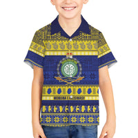 Niue Christmas Family Matching Off The Shoulder Long Sleeve Dress and Hawaiian Shirt Monuina e Kilisimasi Hiapo Motifs - Polynesian Pride