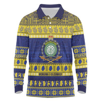 Niue Christmas Long Sleeve Polo Shirt Monuina e Kilisimasi Hiapo Motifs - Polynesian Pride