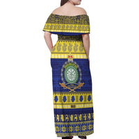 Niue Christmas Off Shoulder Maxi Dress Monuina e Kilisimasi Hiapo Motifs - Polynesian Pride