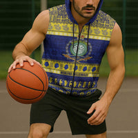 Niue Christmas Sleeveless Zip Hoodie Monuina e Kilisimasi Hiapo Motifs - Polynesian Pride