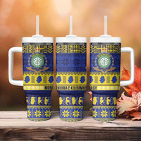 Niue Christmas Tumbler With Handle Monuina e Kilisimasi Hiapo Motifs - Polynesian Pride