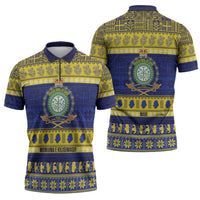 Niue Christmas Zipper Polo Shirt Monuina e Kilisimasi Hiapo Motifs - Polynesian Pride