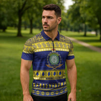 Niue Christmas Zipper Polo Shirt Monuina e Kilisimasi Hiapo Motifs - Polynesian Pride