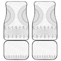 Niue White Sunday Car Mats Tapu Fanau Ia Puakenikeni Hiapo Pattern - Polynesian Pride