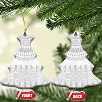 Niue White Sunday Ceramic Ornament Tapu Fanau Ia Puakenikeni Hiapo Pattern - Polynesian Pride