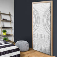 Niue White Sunday Door Cover Tapu Fanau Ia Puakenikeni Hiapo Pattern - Polynesian Pride