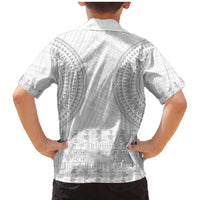 Niue White Sunday Family Matching Mermaid Dress and Hawaiian Shirt Tapu Fanau Ia Puakenikeni Hiapo Pattern - Polynesian Pride