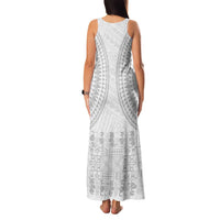 Niue White Sunday Family Matching Tank Maxi Dress and Hawaiian Shirt Tapu Fanau Ia Puakenikeni Hiapo Pattern - Polynesian Pride