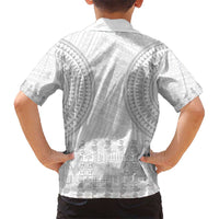 Niue White Sunday Hawaiian Shirt Tapu Fanau Ia Puakenikeni Hiapo Pattern - Polynesian Pride