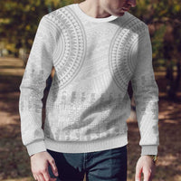 Niue White Sunday Ugly Christmas Sweater Tapu Fanau Ia Puakenikeni Hiapo Pattern - Polynesian Pride