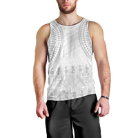 Niue White Sunday Men Tank Top Tapu Fanau Ia Puakenikeni Hiapo Pattern - Polynesian Pride
