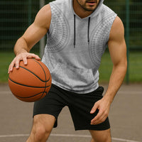 Niue White Sunday Sleeveless Hoodie Tapu Fanau Ia Puakenikeni Hiapo Pattern - Polynesian Pride