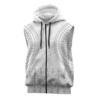 Niue White Sunday Sleeveless Zip Hoodie Tapu Fanau Ia Puakenikeni Hiapo Pattern - Polynesian Pride