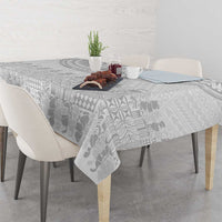 Niue White Sunday Tablecloth Tapu Fanau Ia Puakenikeni Hiapo Pattern - Polynesian Pride