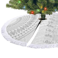 Niue White Sunday Tree Skirt Tapu Fanau Ia Puakenikeni Hiapo Pattern - Polynesian Pride